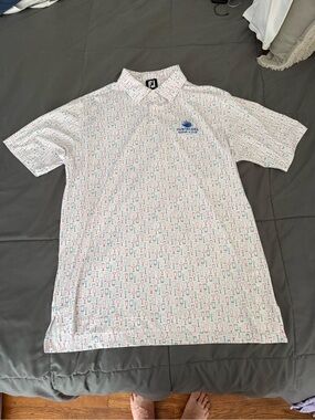 FootJoy Golf Polo - Puntacanta - White, Red and Blue - Mens L